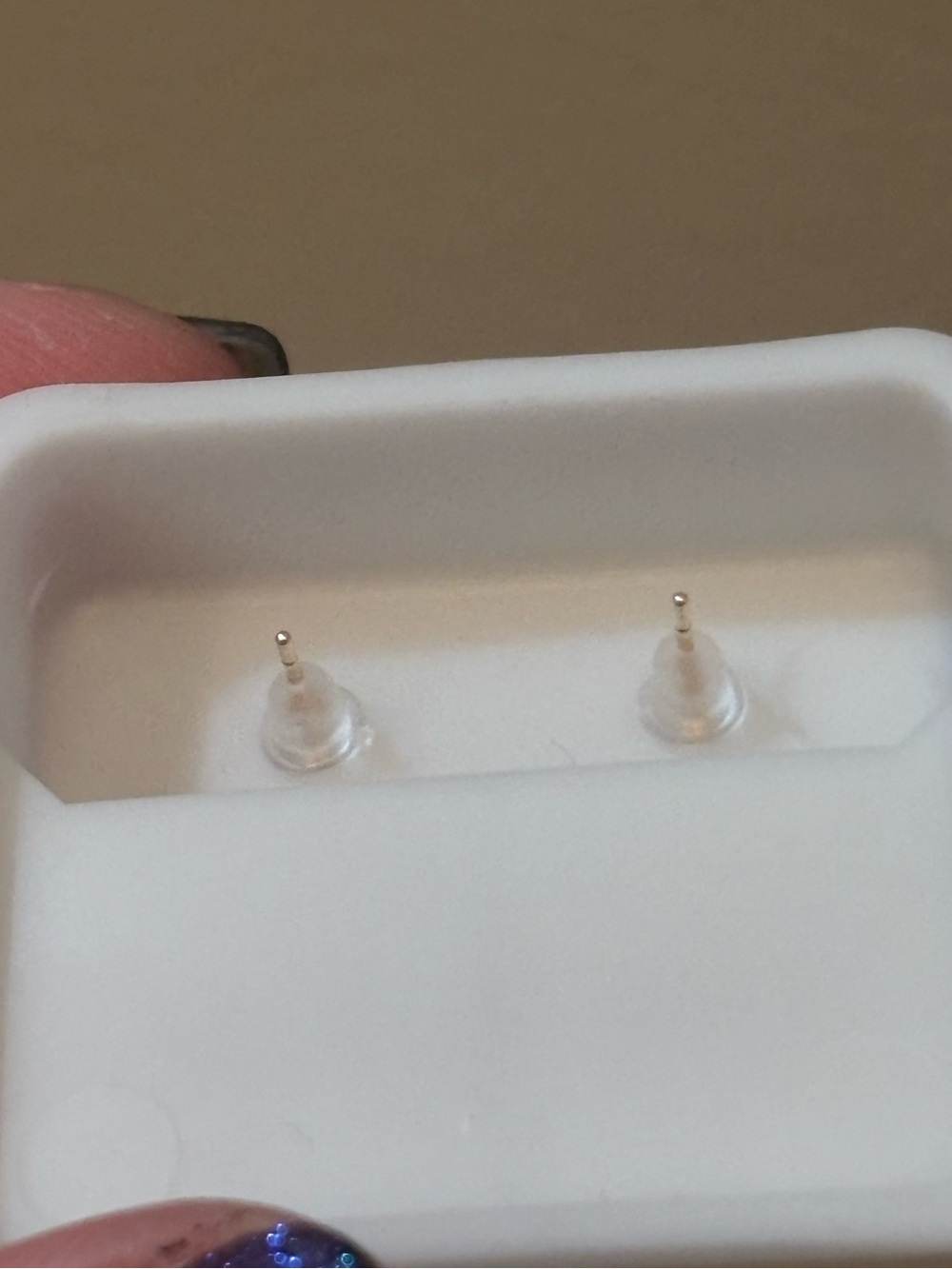 14K Gold Opal Stud Earrings - White Opal Sparkle - Picture 5 of 7
